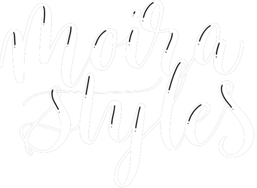Moira Styles elegant hand-lettered calligraphy logo design in a white cursive font.