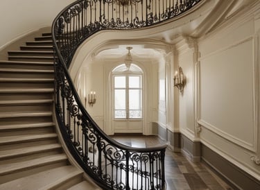 Hall de bâtiment, couloir et escalier