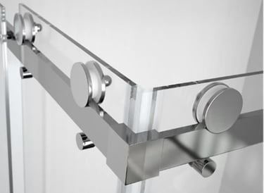 Close up of metal shower door rollers and track used in Auckland shower repairs