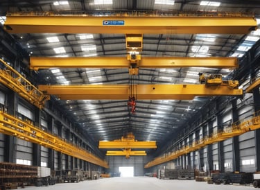 3 bridge cranes with a wire rope hoist in a large factory