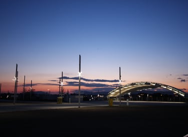 Olympic Stadium Athens Entrance in Sunset