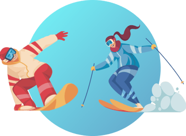 Picture of a Skier and Snowboarder