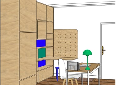 vue 3D bureau rénové