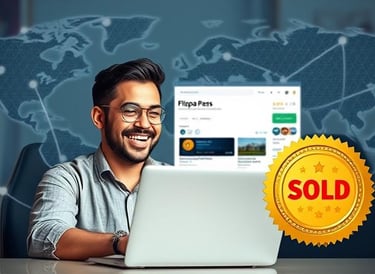 Entrepreneur excitedly selling an online business on Flippa’s secure global marketplace.