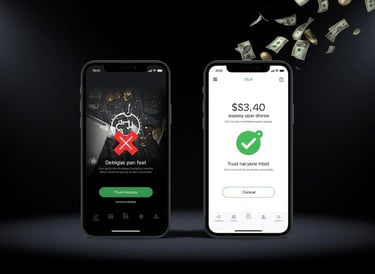 Mobile comparison showing poor theme versus conversion-optimized design