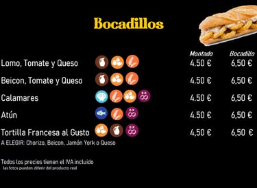 carta bocadillos