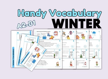 English Worksheets Vocabulary ESL Winter and Christmas speaking cards