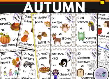 Fall Halloween Thanksgiving fun games ESL ELA creative speaking and writing