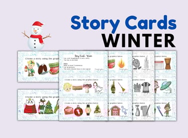 Winter Christmas ELA ESL Task Cards for speaking writing, and vocabulary
