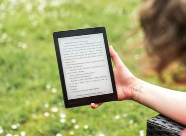 Hand holding an eBook reader