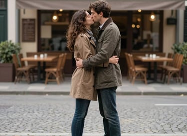 A discreet investigator observing a subject through binoculars in a quiet Albuquerque neighborhood at dusk.