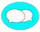 a blue and white speech bubble bubble bubble bubble bubble