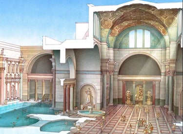 les thermes romains où le gommage corps est pratiqué