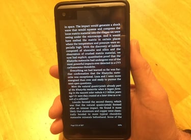 image of a smartphone displaying an e-book