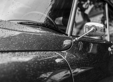 a Citroen DS with a mirror and a mirror