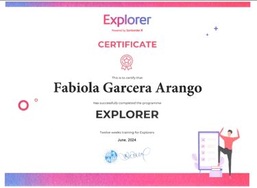 lado delantero del certificado de participación de la universidad de Jaén, para fabiola garcera