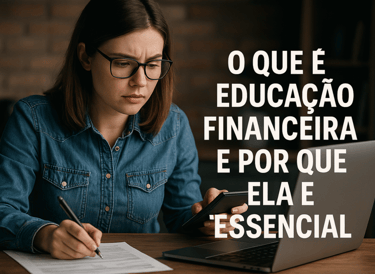 imagem de uma jovem estudando finanças.