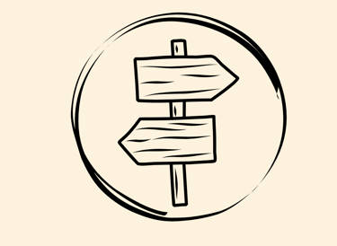 a signpost with arrows pointing to the left and right