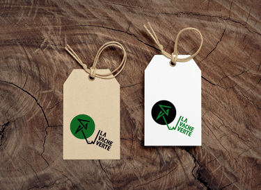 Logo projet la vache verte sur etiquettes produits