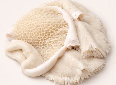 Lamb tripe, cleaned stomach lining used in traditional cuisines.