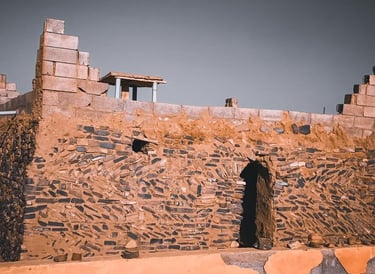 Stone tomb of Sidi Naji, revered marabout site in the Moroccan Sahara