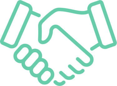 Handshake icon representing ethical conduct, trust, and transparency in every interaction.