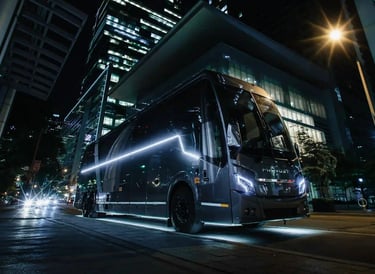 Luxury chauffeur coach bus for large group transportation in Toronto