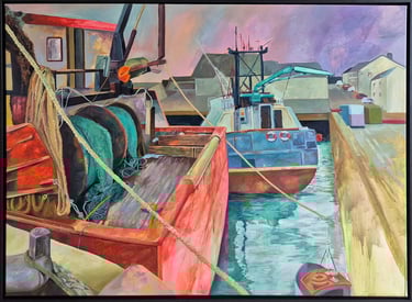 "Am Hafen"-Öl auf Leinwand-Gemälde von 2025-Jasmin Roßmann