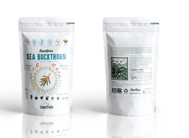 Berry powder doypack packaging white with ingredients