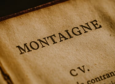 a page from a very old book with Montaigne’s name