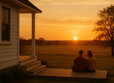 homeowners watching sunset