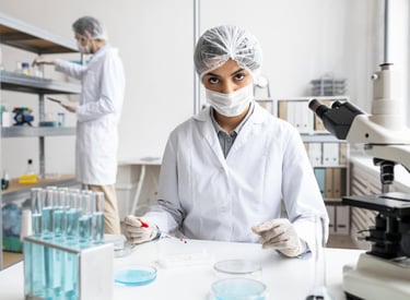Researcher performing test in lab