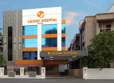 An image of Laxmi Hospital building in Kochi, Kerela