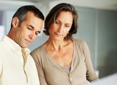 couple looking at a something