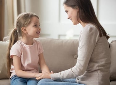 mom and kid share with each other