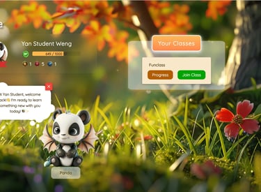 a panda bear sitting in the grass with a panda bear