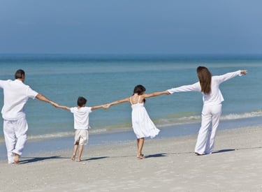 a family on the beach