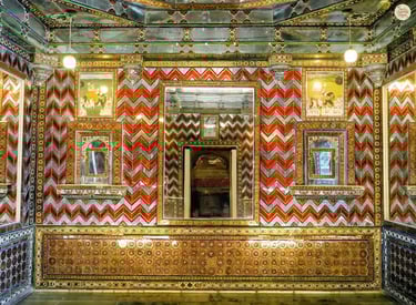 Royal glasswork detail in Udaipur City Palace’s Kanch Ki Burj.