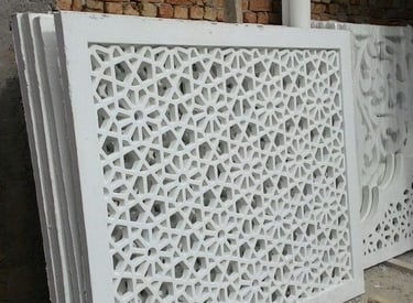 Decorative GRC architectural components crafted from glass fiber-reinforced cement, offering lightwe