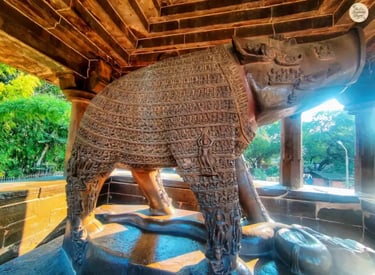 Sculpture of Varaha Avtar, the boar incarnation of Vishnu, at Varaha Temple Khajuraho India