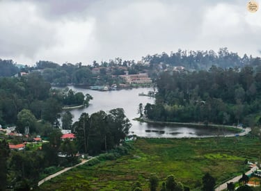 Star-shaped Lake view from upper lake view point in Kodaikanal.