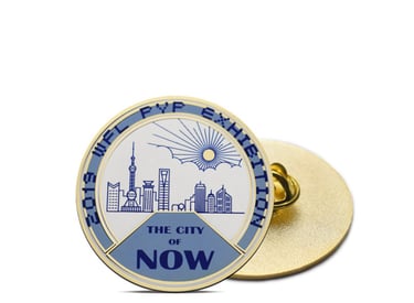 Printed enamel pin with full-color artwork