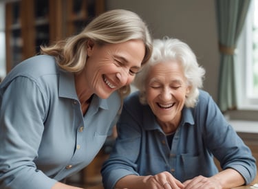 Mujeres divirtiéndose juntas haciendo un puzle