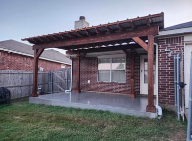 Red Wood Pergola in a Brick House