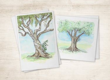 Cards of ink drawings