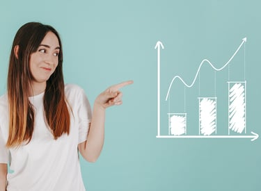 a woman pointing at a chart chart of a bar chart