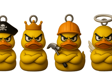 a row of rubber duckies with a pirate hat on