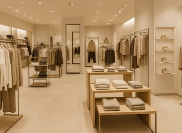Interior retail shop with custom furnishings, part of BRB Engineering’s work in the retail sector