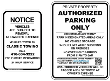 Commercial Parking Sign Packages Available