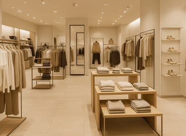 Interno di boutique di abbigliamento, realizzata da BRB Engineering nel settore retail